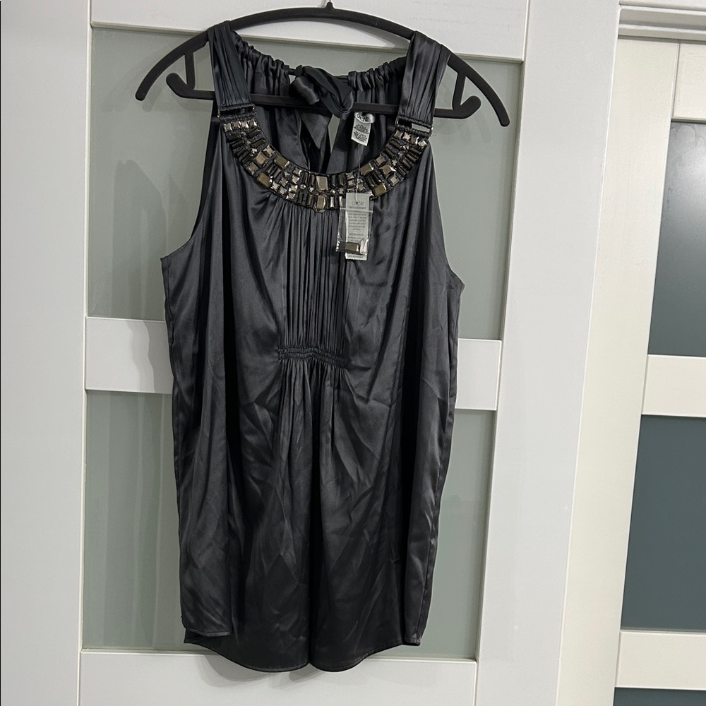 CACHE  SILK Gray Embellished Top